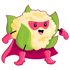 Superhero Cauliflower Classroom Vegetable Transparent Sticker
